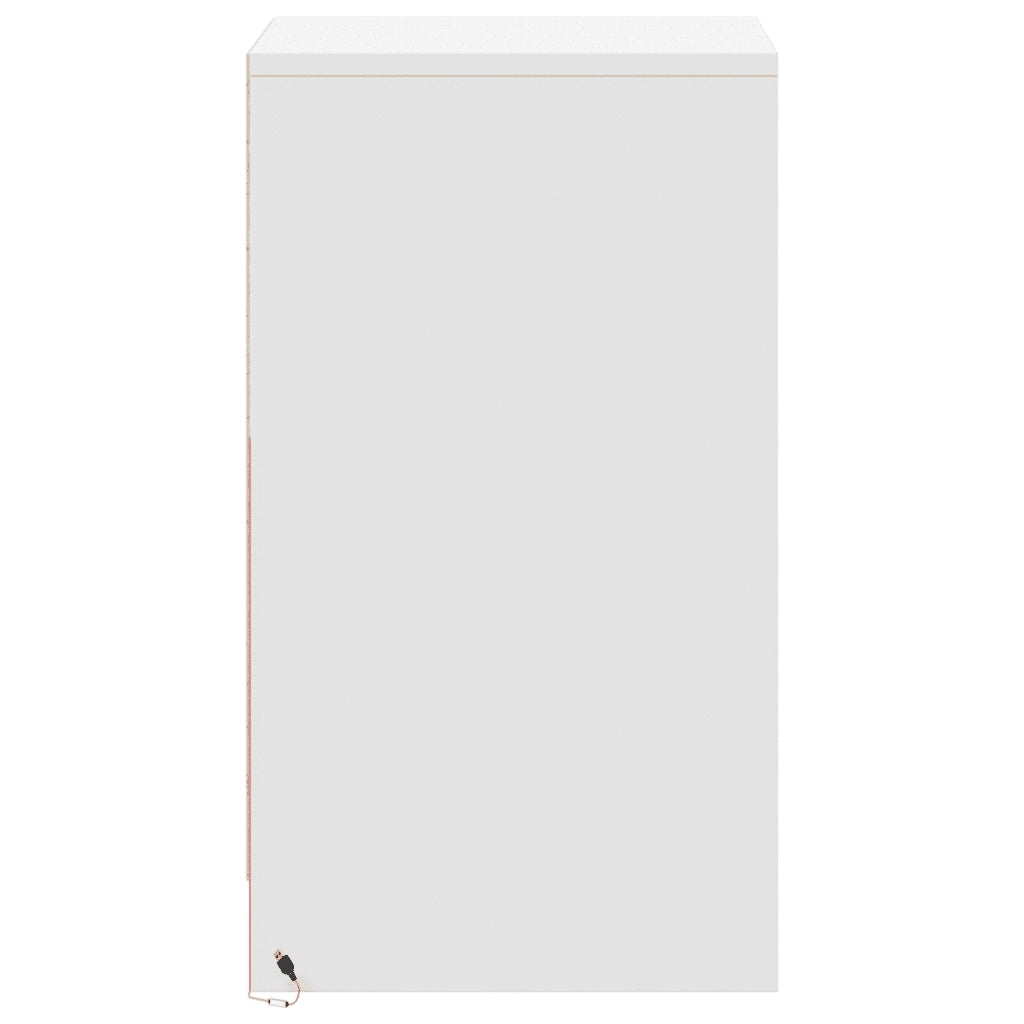 Comodino | Armadio da Notte | Mobiletto da notte con Luci LED Bianco in Legno Multistrato