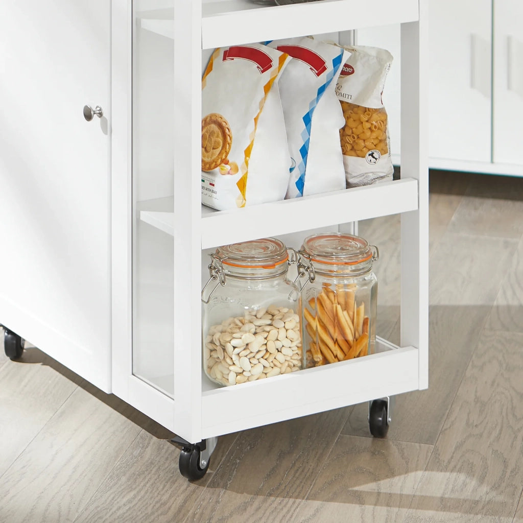 Carrello Cucina Credenza Bianca con Armadio e portabottiglie Bianco FKW75-WN