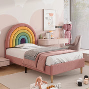 Letto Imbottito Singolo con Testiera Regolabile ¨C MINIMAL ¨C Velluto Rosa 90x200
