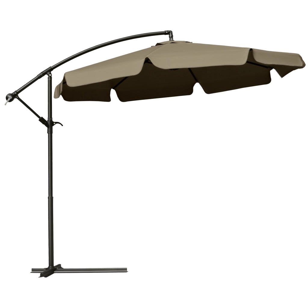 EasyComfort Ombrellone da Giardino a Braccio con Apertura a Manovella in Metallo e Poliestere, Ø2.7x2.7 m, Caffè