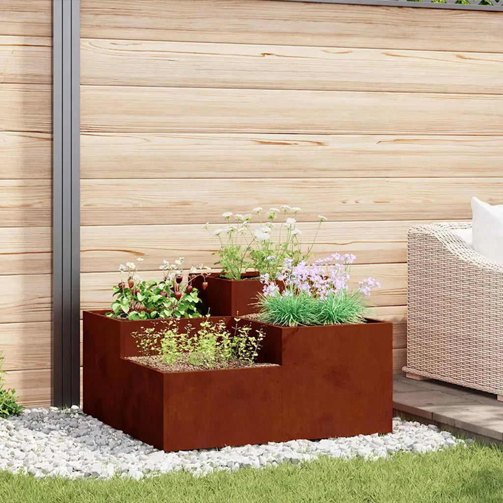 Vaso da giardino-Fioriera Esterno-Contenitore per Piante Ruggine 80 x 80 x 48 cm Acciaio CorTen