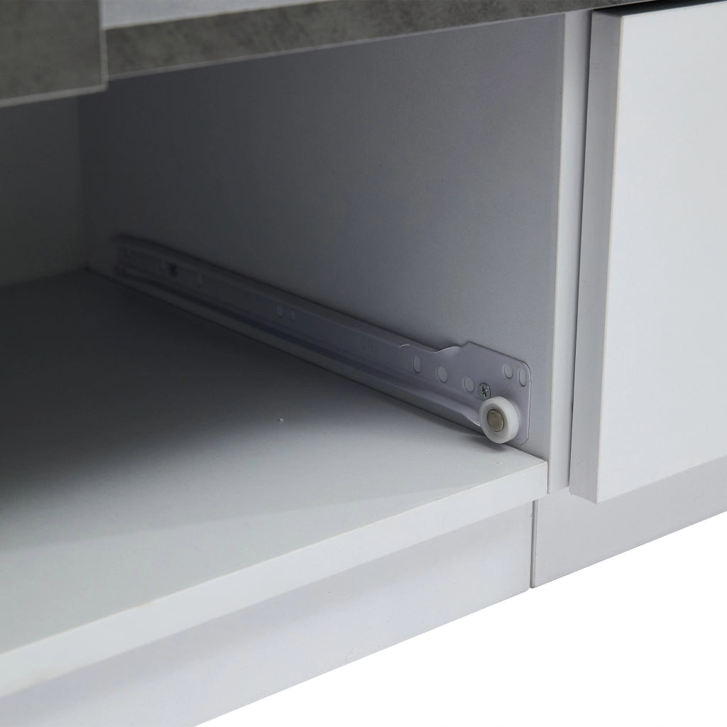 Mobile TV moderno da 180 cm bianco e grigio con illuminazione LED RGB