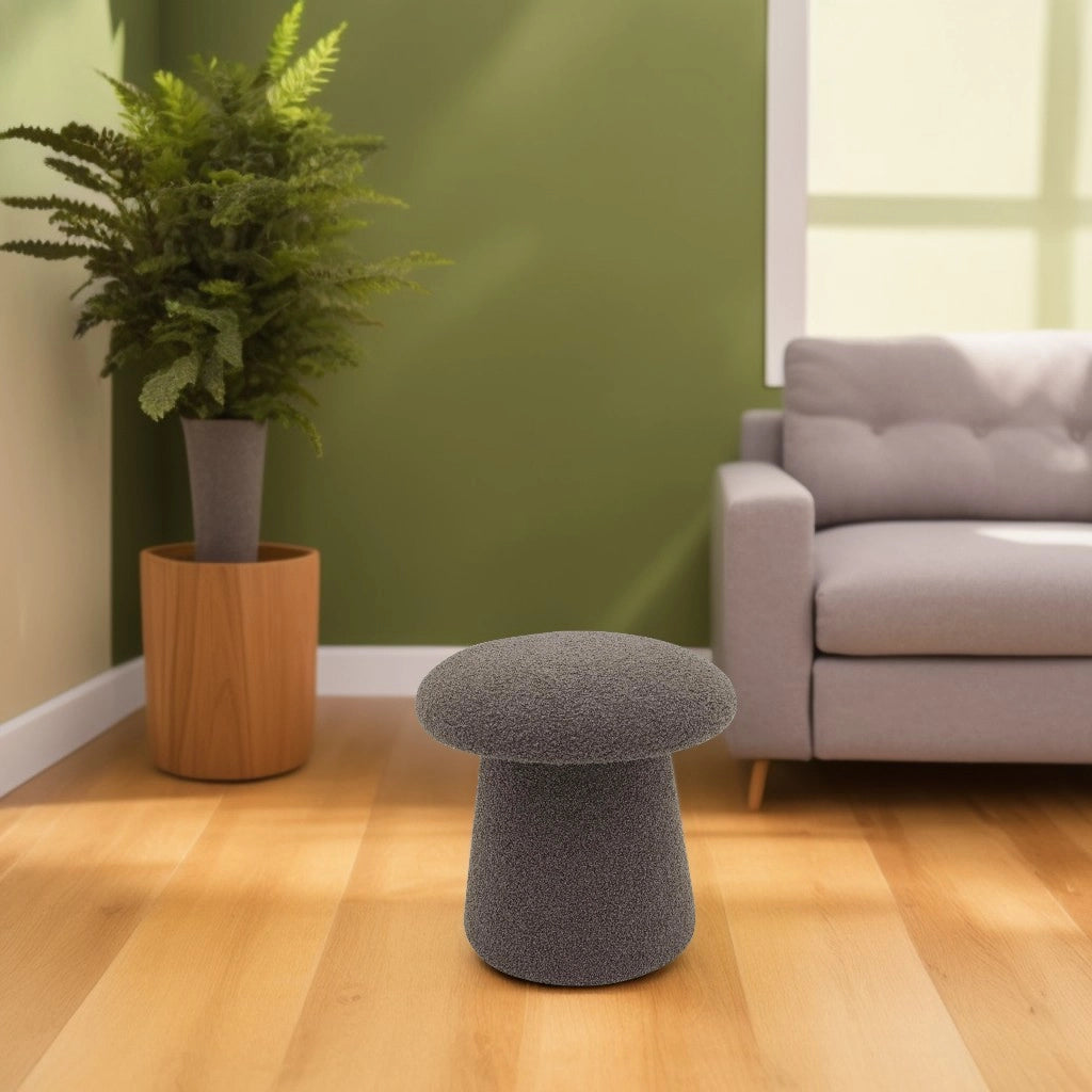 Marvin Pouf in Tessuto Teddy Morbido MUSHY Poggiapiedi Sgabello Imbottito di Design Moderno a Fungo per Camera d Tortora