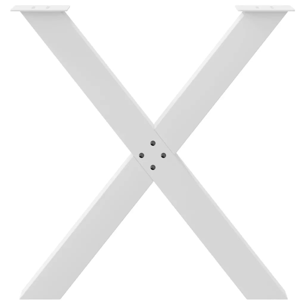 Gambe per tavolo da pranzo a forma di X 2 pz bianche 80x(72-73) cm in acciaio 4012981