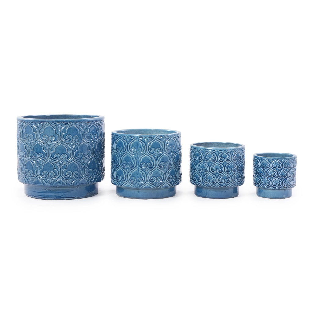 Vaso da giardino ¨C Minimal ¨C blu in ceramica ?38 cm resistente al gelo foro di drenaggio
