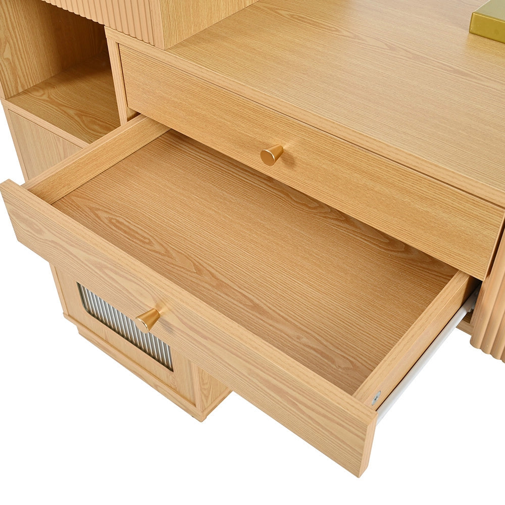 Coiffeuse con specchio LED e illuminazione 3 colori - Xylo - L120/H90/P40 cm - Legno