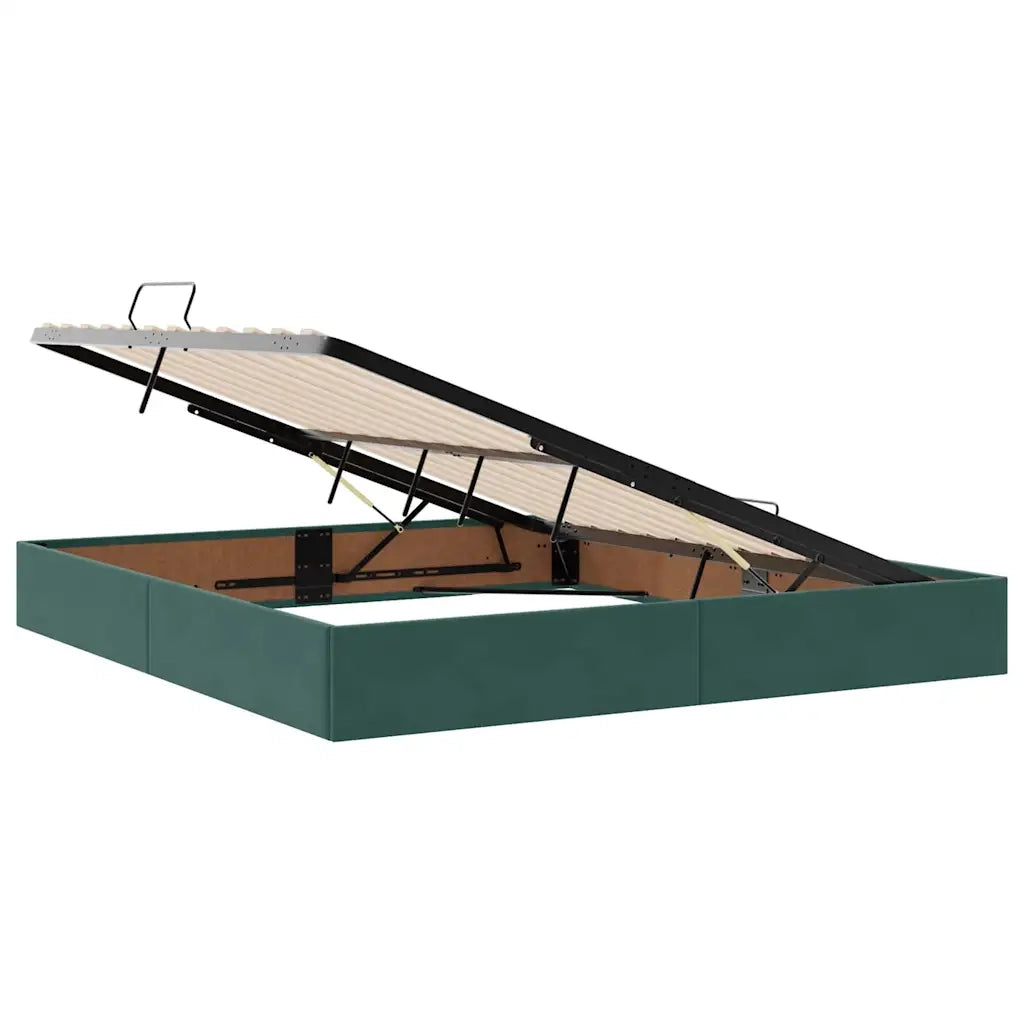 Letto con contenitore e LED Verde Scuro 160 x 200 cm Velluto 3372618