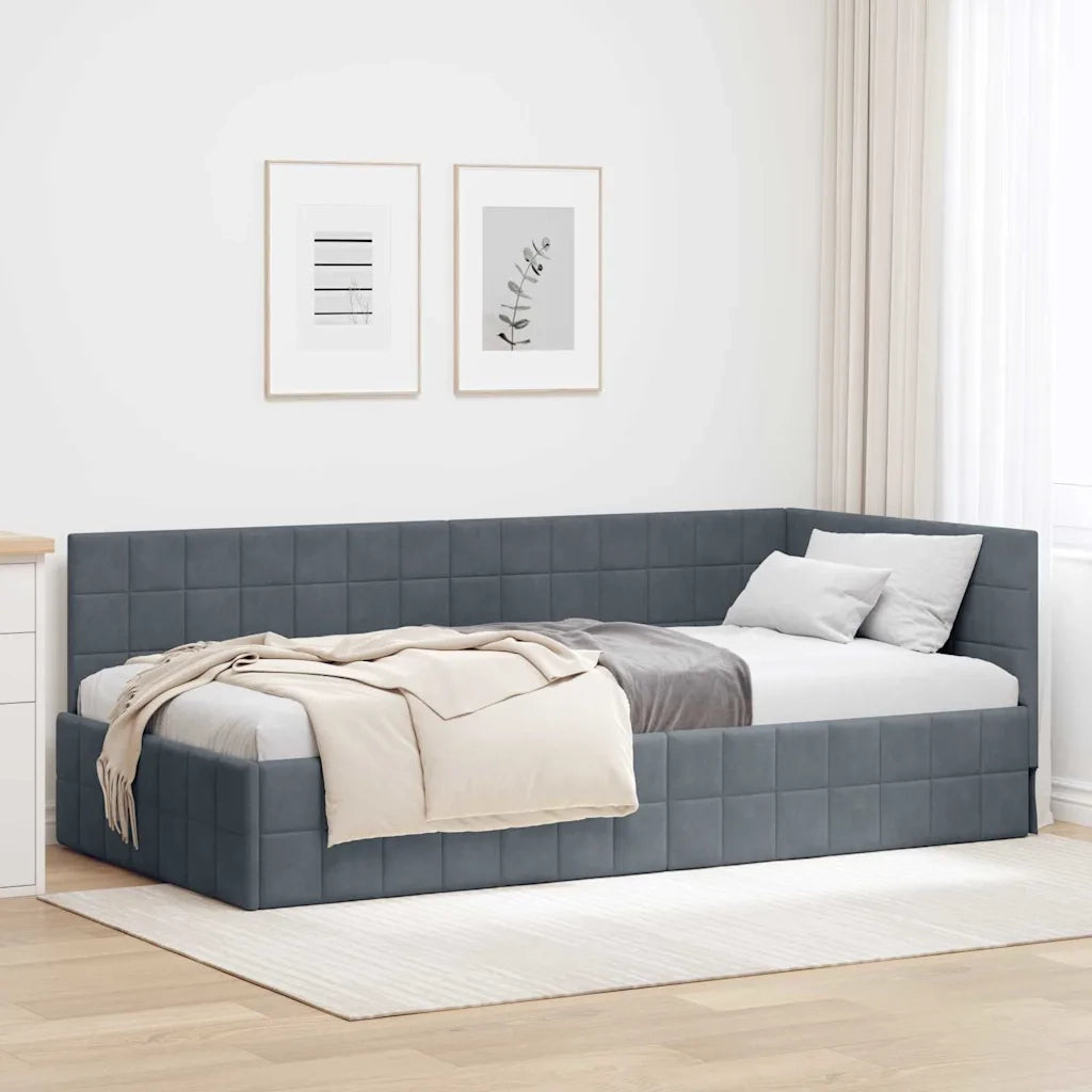 Cornice del letto ad angolo Grigio scuro 100 cm x 200 cm