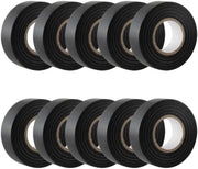 Tape Isolante Elettrico Nero, 19mm x 20m, 10 Rulli, Adesivo PVC Autoadesivo per Isolamento, Riparazione e Protezione della Fitta Elettrica