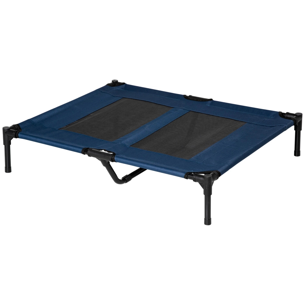 Letto per Animali Domestici con Zona a Maglia e Tela Oxford ¨C Minimal ¨C 91.5x76.2x18 cm Blu