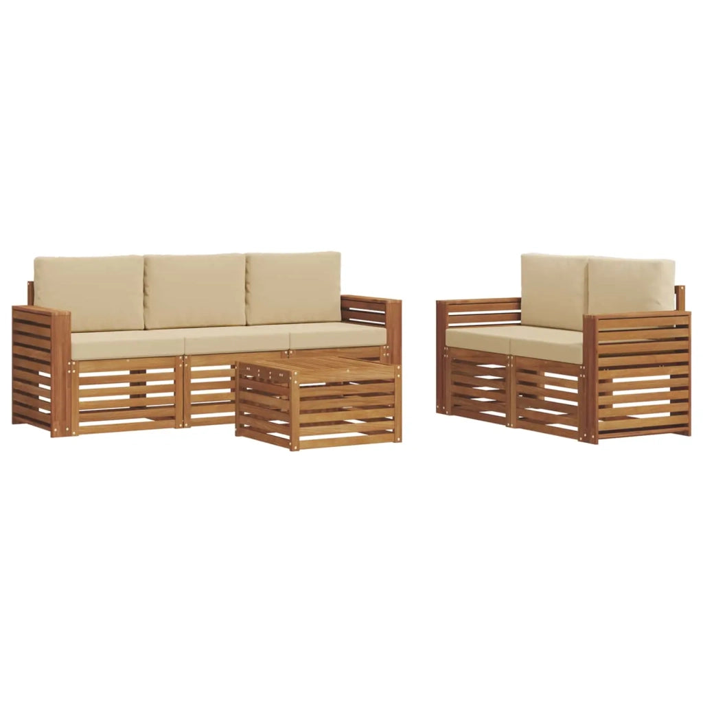 Set di divani da esterno 6 pz Naturale e Beige 3374378
