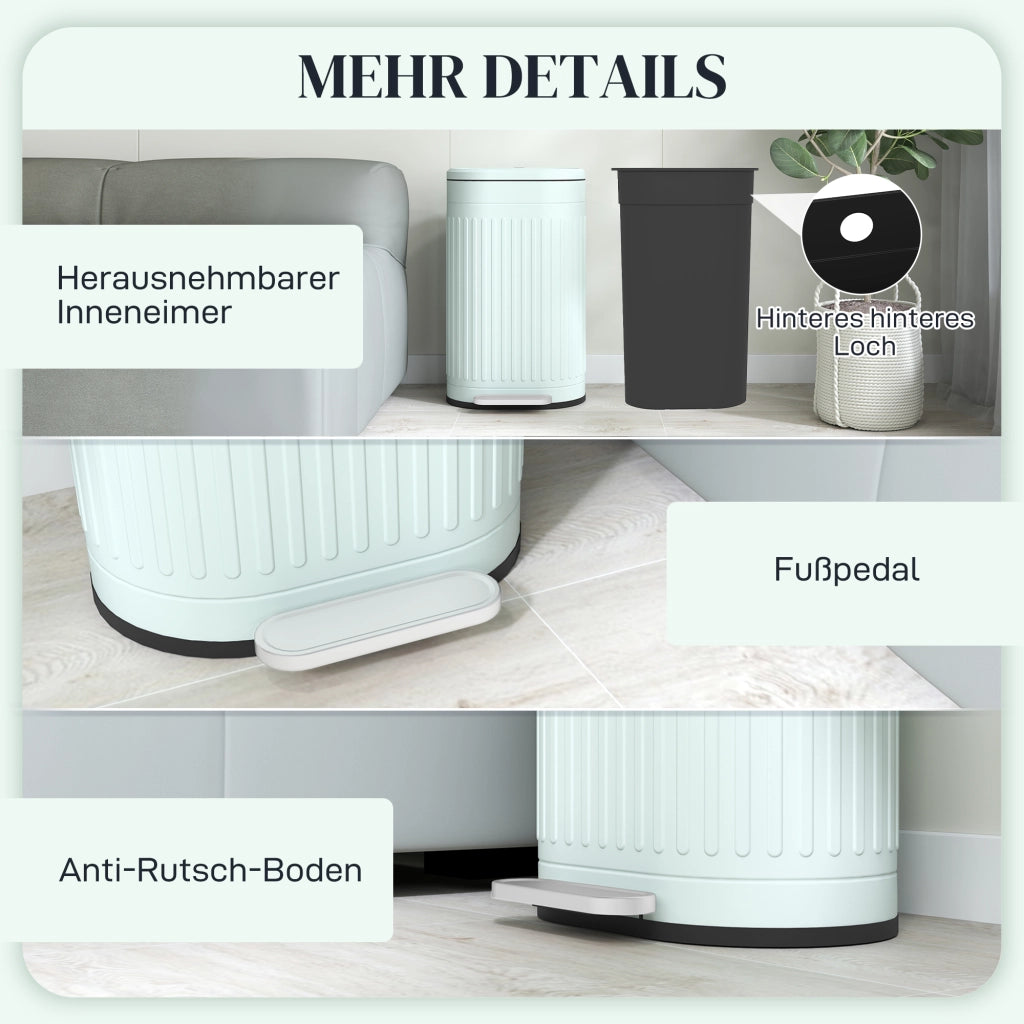 Pattumiera a Pedale 30L ¨C Xylo ¨C Verde con Coperchio Soft-Close e Secchio Interno Rimovibile 36,5x31,2x60,8cm