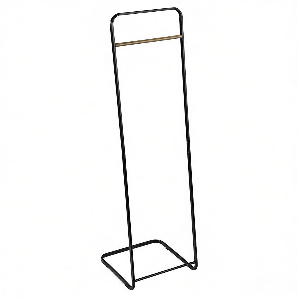Appendiabiti da terra con barra per abiti, struttura in metallo salvaspazio per ingresso e camera, nero, 40 × 40 × 140 cm