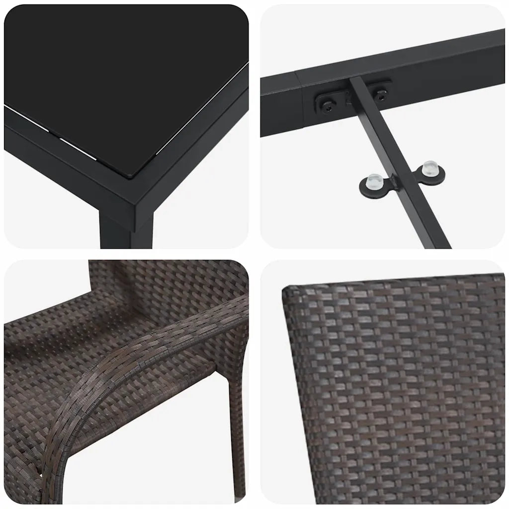 Set da Pranzo per Giardino 3 pz Marrone 3379394