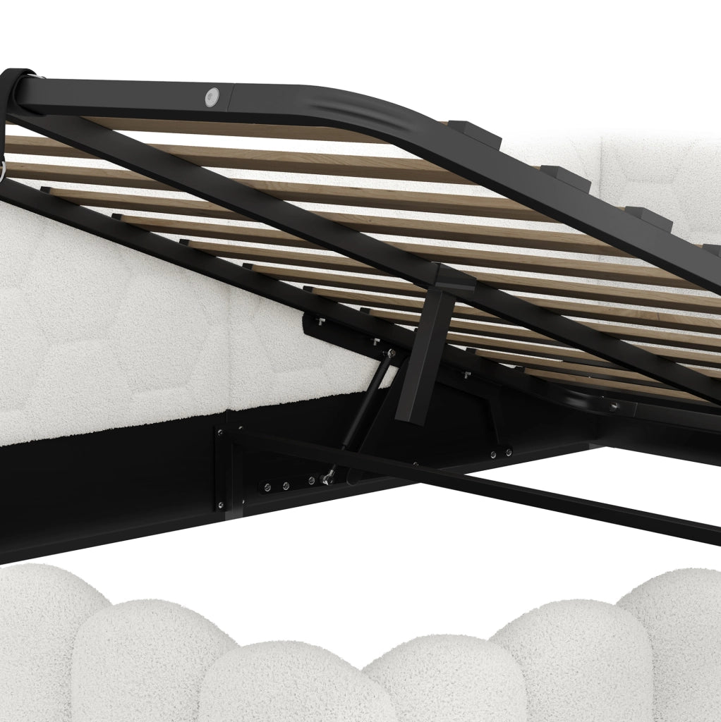 Daybed 140x200 cm con contenitore idraulico, LED, USB e Type-C, bianco