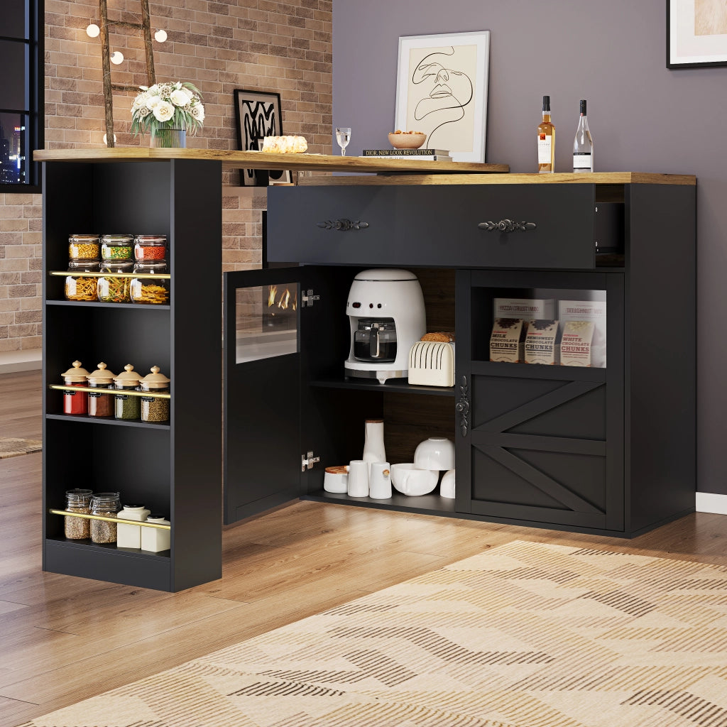 TAVOLO BAR ESTENSIBILE GIREVOLE 138-204x39x104 cm MDF NERO