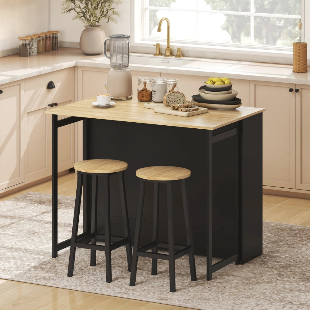 Tavolo da cucina allungabile con ribalta ¨C Xylo ¨C 1 anta 4 vani aperti 116x79,6x90,5cm nero