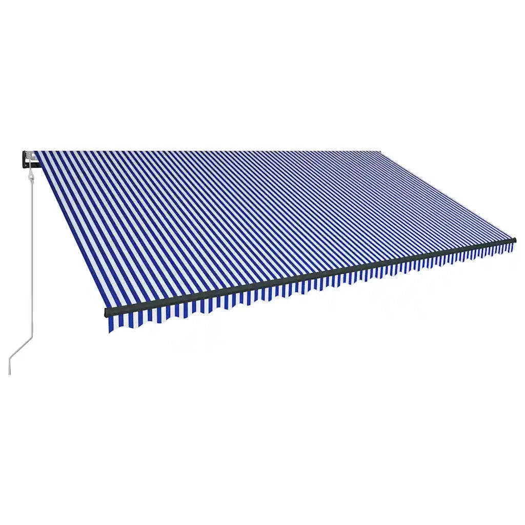 Tenda con Sensore Vento e LED 600x300 cm Blu e Bianca 3051284