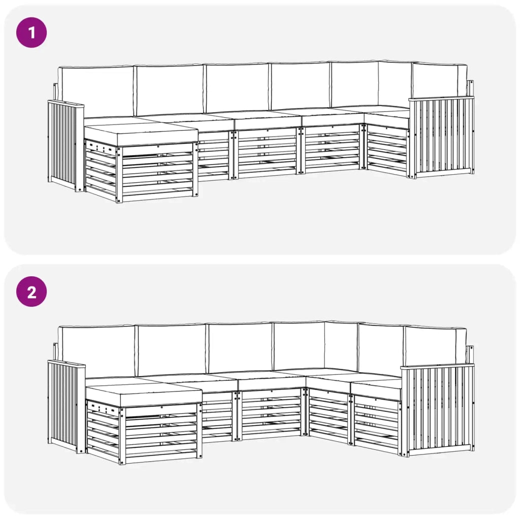 Set di divani da esterno 7 pcs Bianco e Grigio Chiaro 3392191