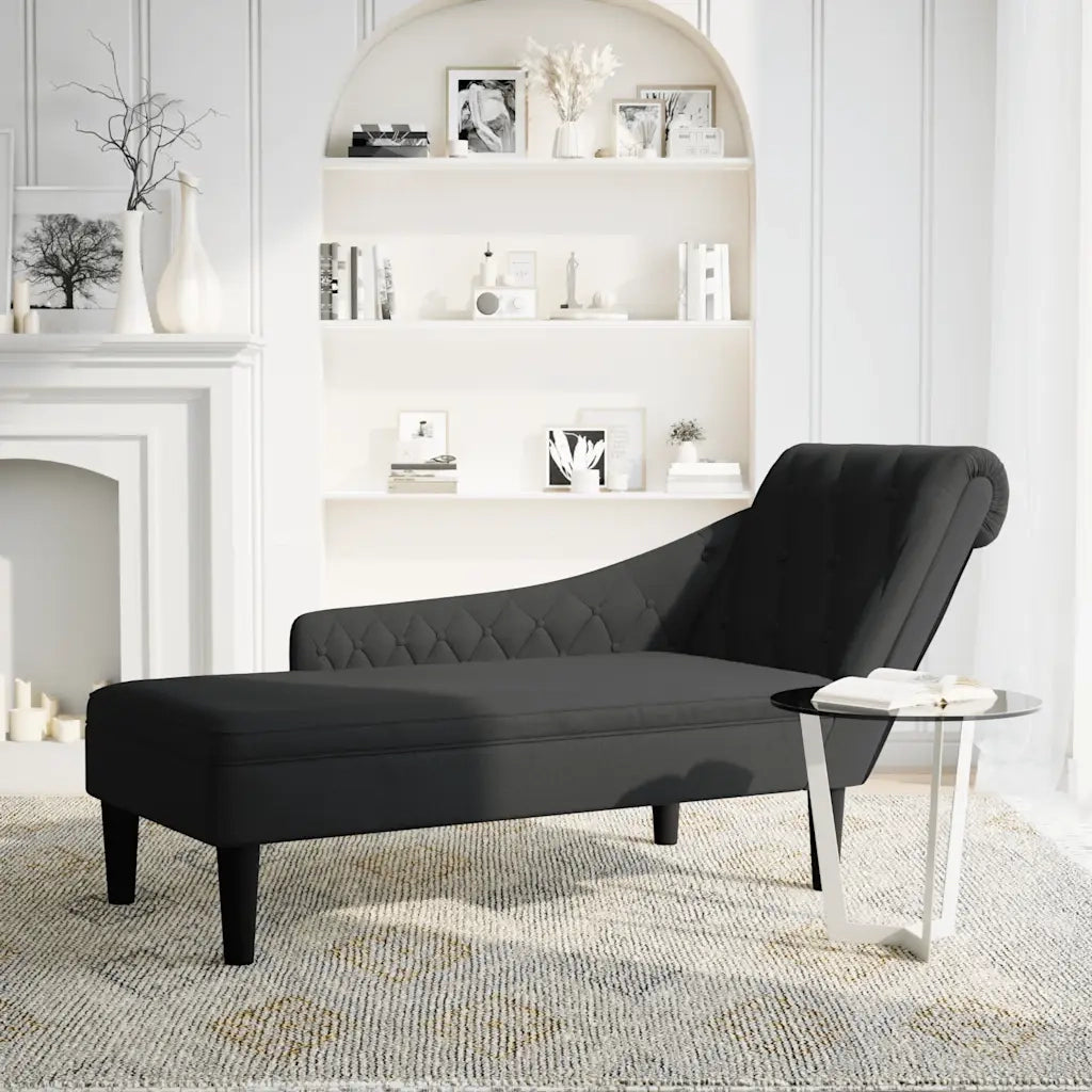 Sdraio con Cuscino e Bracciolo Destro in Tessuto Nero 4009767