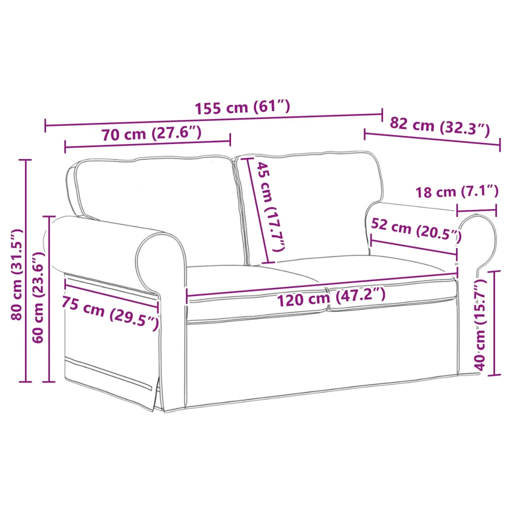 Set di divani 2 pcs Grigio chiaro 155 x 82 x 80 cm Tessuto 3407486