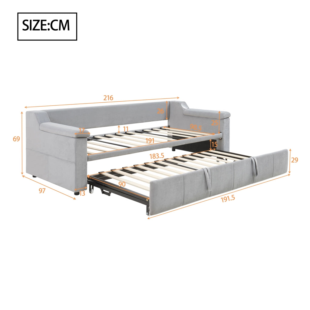 Divano letto 90 × 190 cm con apertura idraulica letto 180 × 190 cm; USB; Bluetooth; vani e rete a doghe