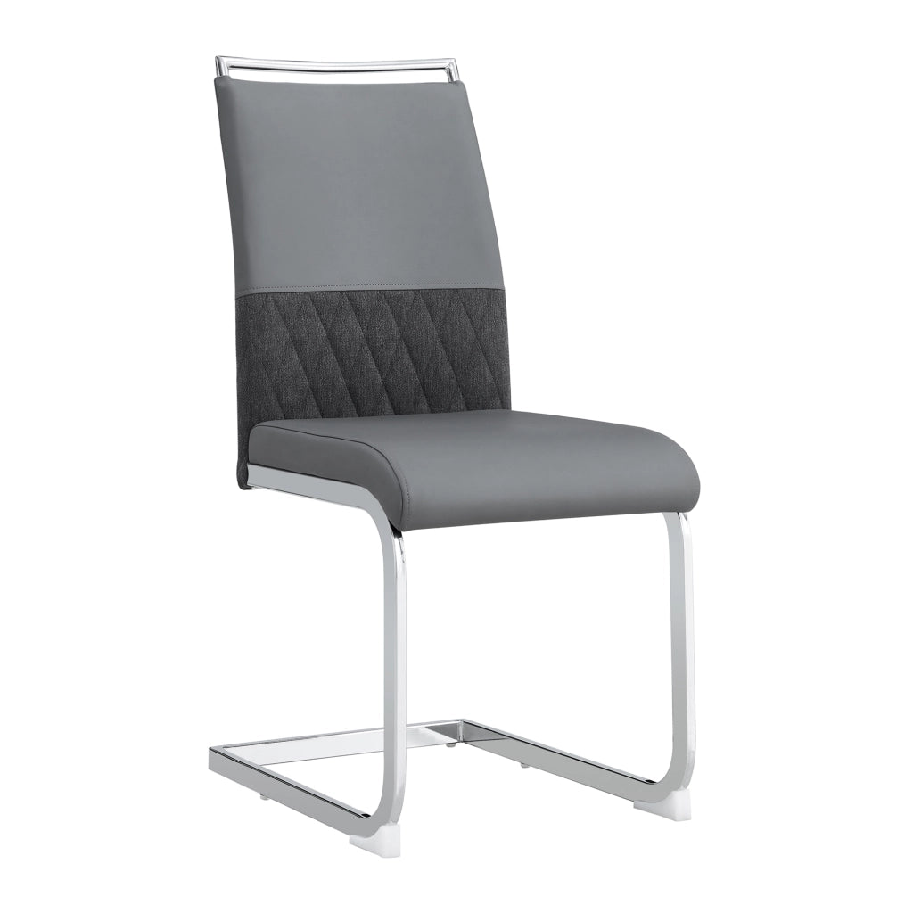 Sedie da Pranzo Set 4 Pezzi, Schienale Alto Imbottito in Ecopelle e Tessuto ¨C MINIMAL ¨C Grigio