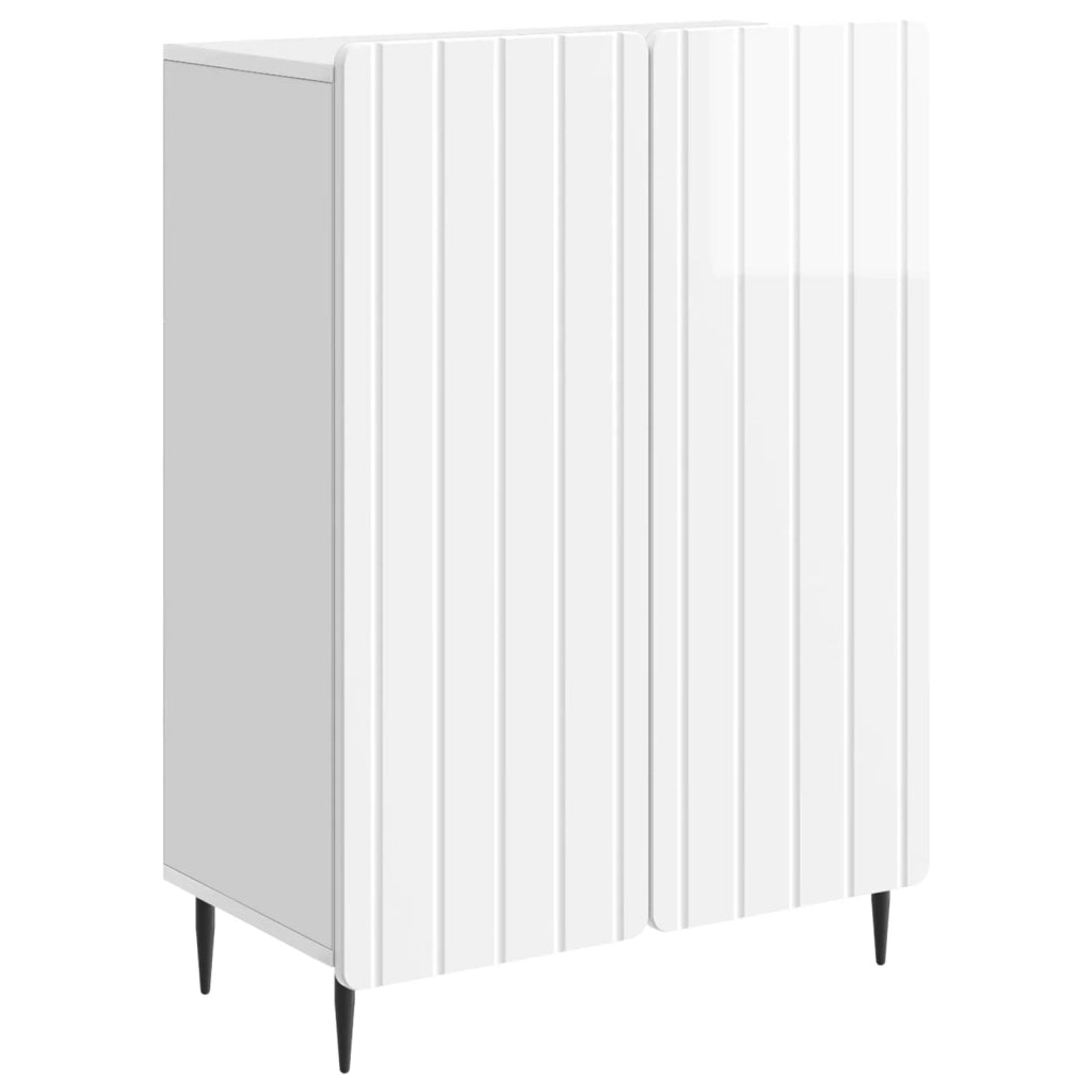 Credenza | Madia | Buffet da pranzo | Armadio da pranzo Bianco Lucido 66 x 34,5 x 92 cm Legno ingegnerizzato