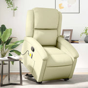 Poltrona Alzapersona Massaggiante Reclinabile Crema Vera Pelle 3204268