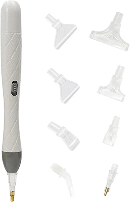 8 Consigli Penna a Diamante Elettrica – Con LED e Doppio Capo – Per Quadrato e Circolare – Bianco
