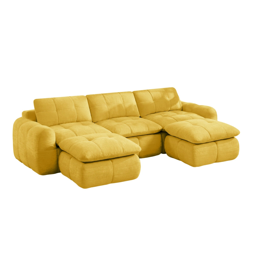 DIVANO Modulare a U 264x160 cm in Chenille Giallo