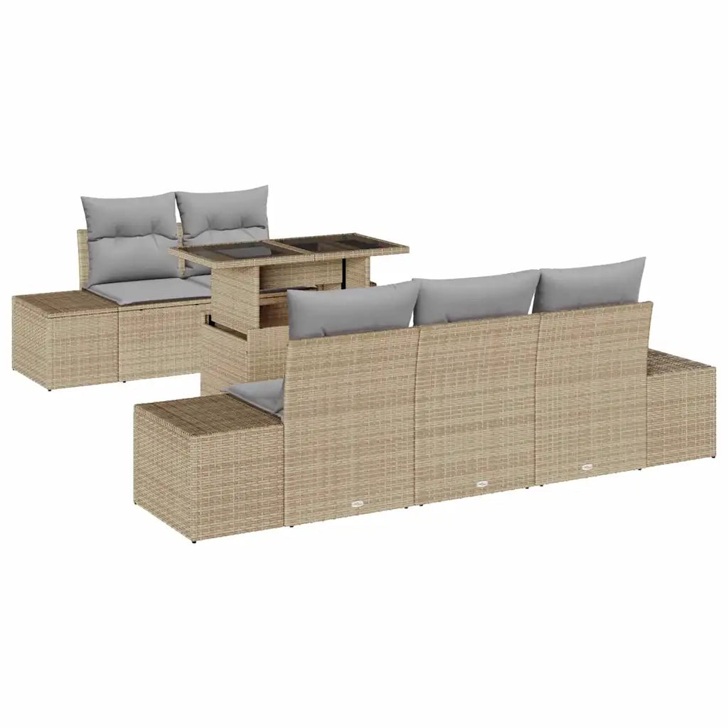 Set di divani 6 pcs Beige e Grigio Chiaro polyrattan