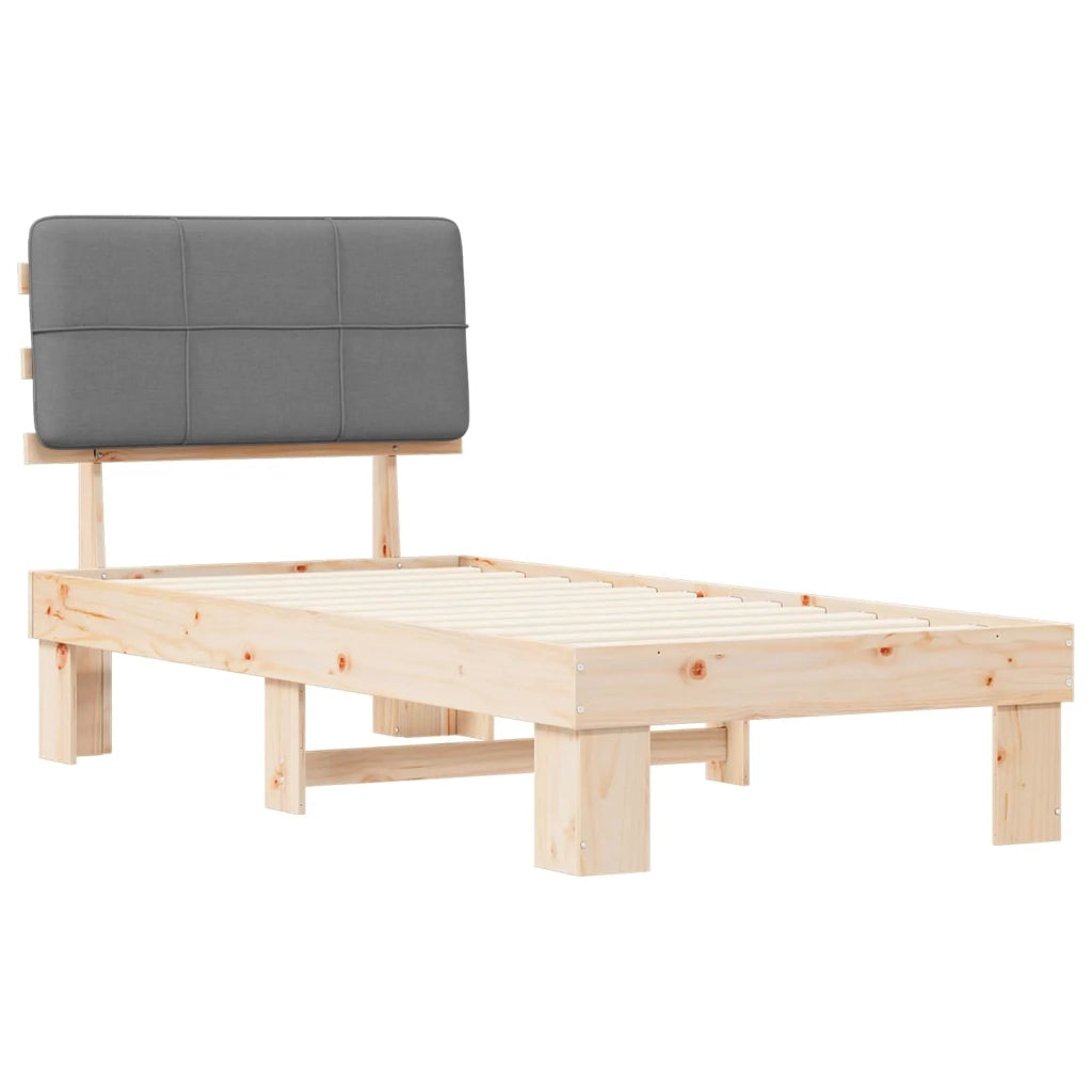 Letto con Testiera Rivestita Grigio chiaro 75 x 190 cm 877459