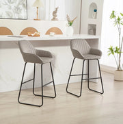Set di 2 sgabelli da bar 50,5 x 53 x 96 cm in poliestere grigio con braccioli