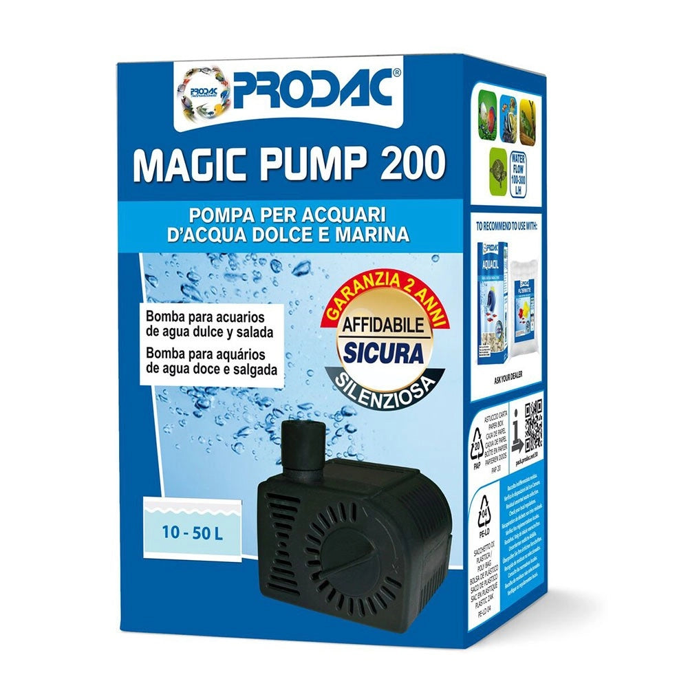 Prodac Magic Pump - Pompa Regolabile per acqua dolce e marina Modello: 200 (100-300L/H)