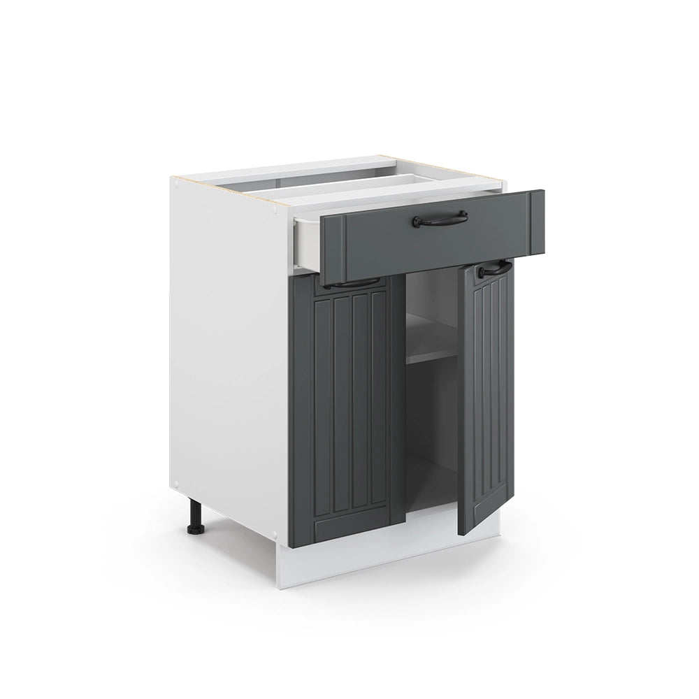 Mobiletto base per cucina Fame-Line Antracite rustico/Bianco 60 cm con cassetto, PL Antracite Vicco