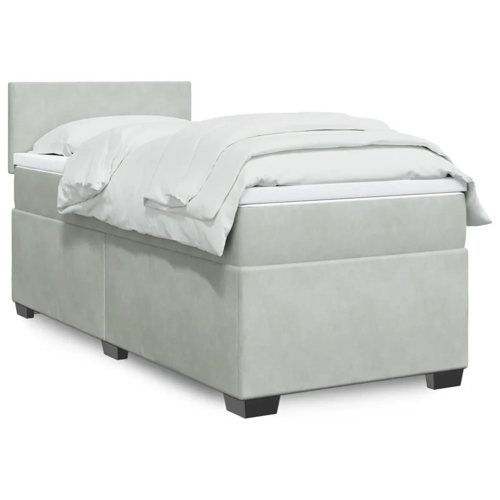 Giroletto a Molle con Materasso Grigio Chiaro 90x200 cm Velluto