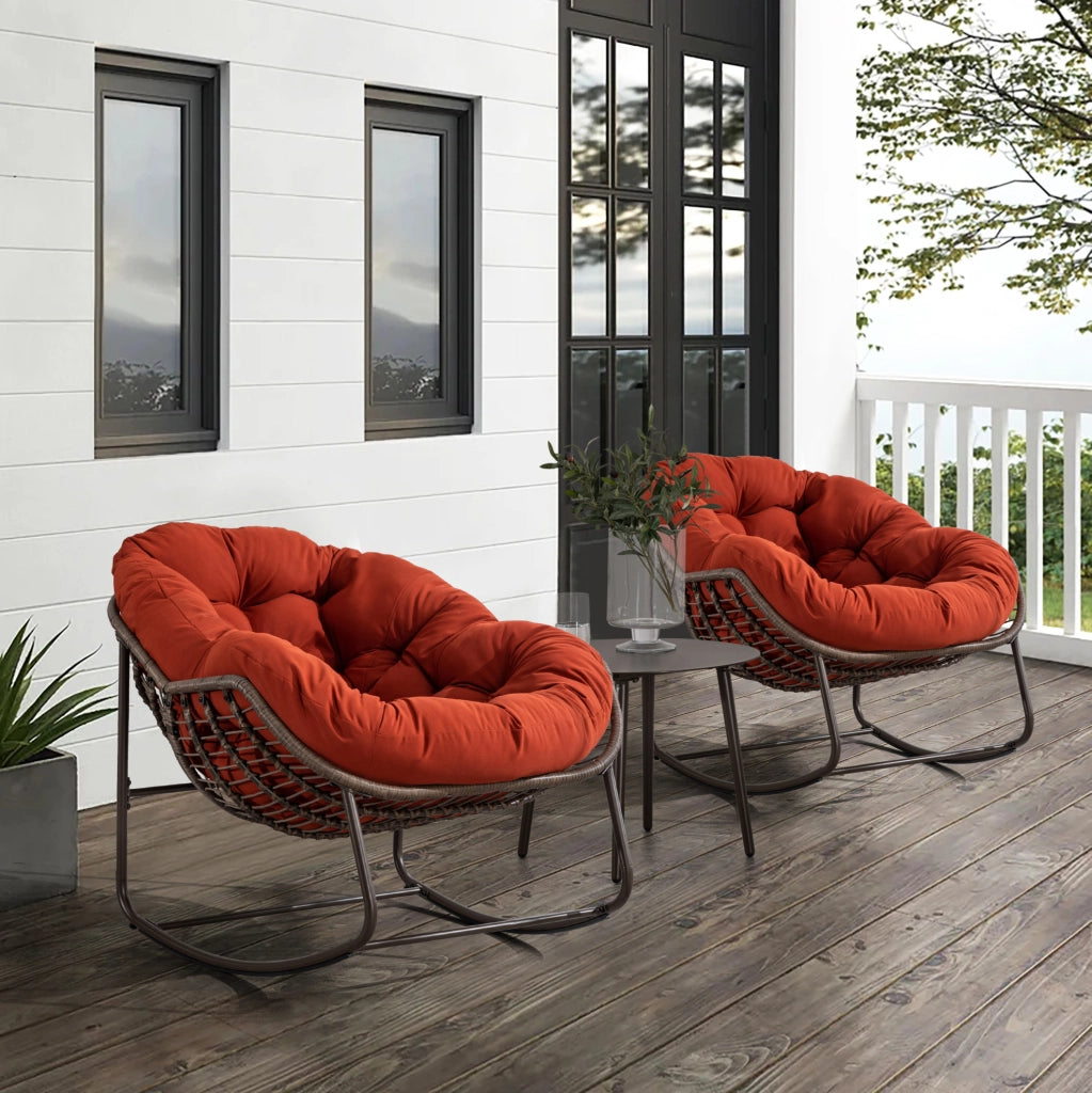 Sedia a dondolo da esterno in rattan arancione 78x106x90 cm