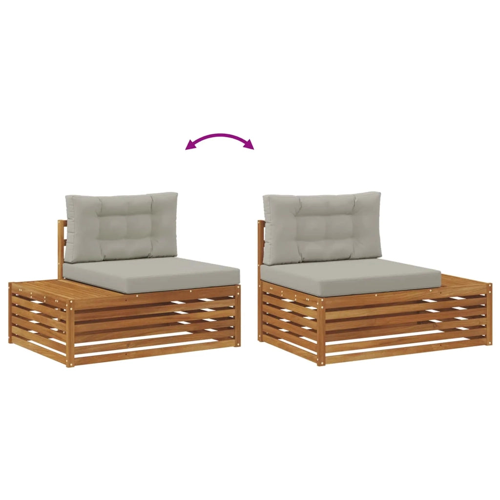 Set di divani da esterno 6 Pezzo Grigio Naturale e Chiaro 3374101