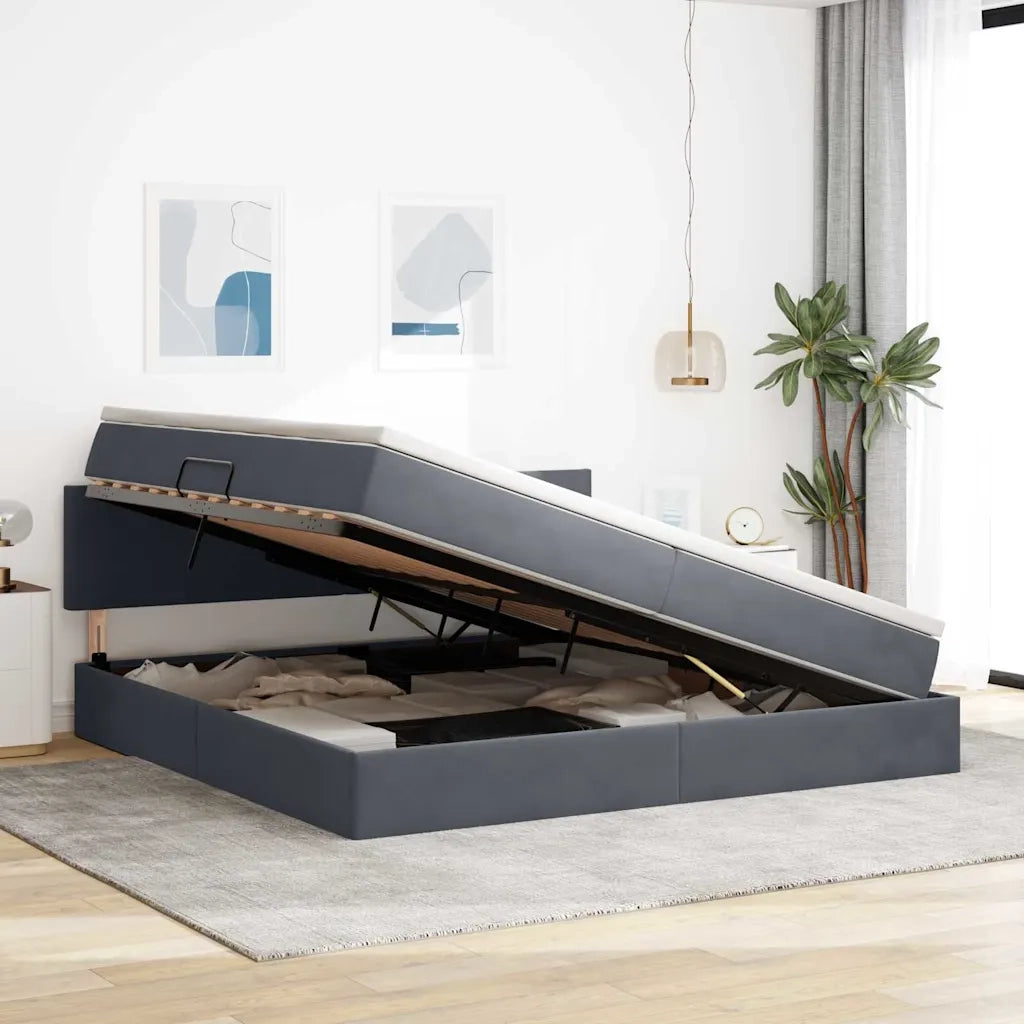 Letto con Contenitore Grigio scuro 200 x 200 cm Velluto 3370720