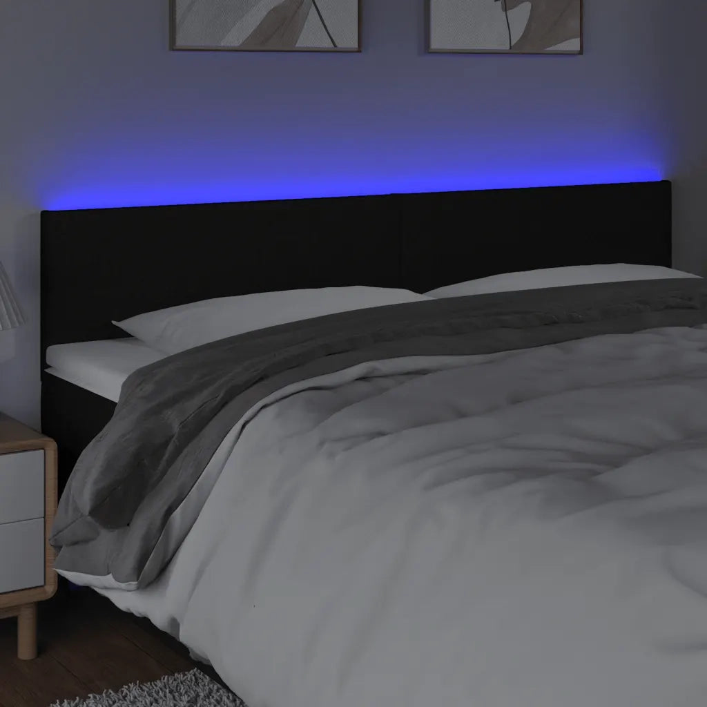 Testiera a LED-Testata con LED Nera 180x5x78/88 cm in Tessuto 531651
