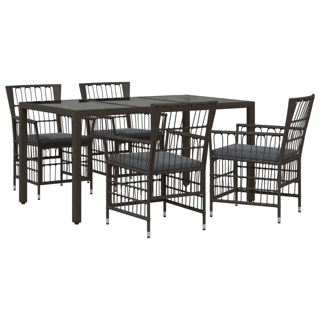 Set da pranzo per esterni 5 pz Nero polyrattan 3448936