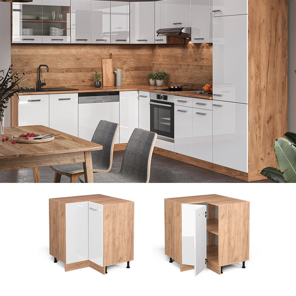 Vicco Mobile ad angolo cucina Bianco lucido 75.6 cm senza piano di lavoro