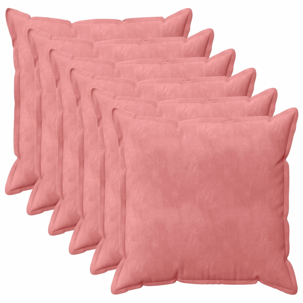 Federa 6 pcs HOUTEN Rosa 60 x 60 cm Velluto 920670