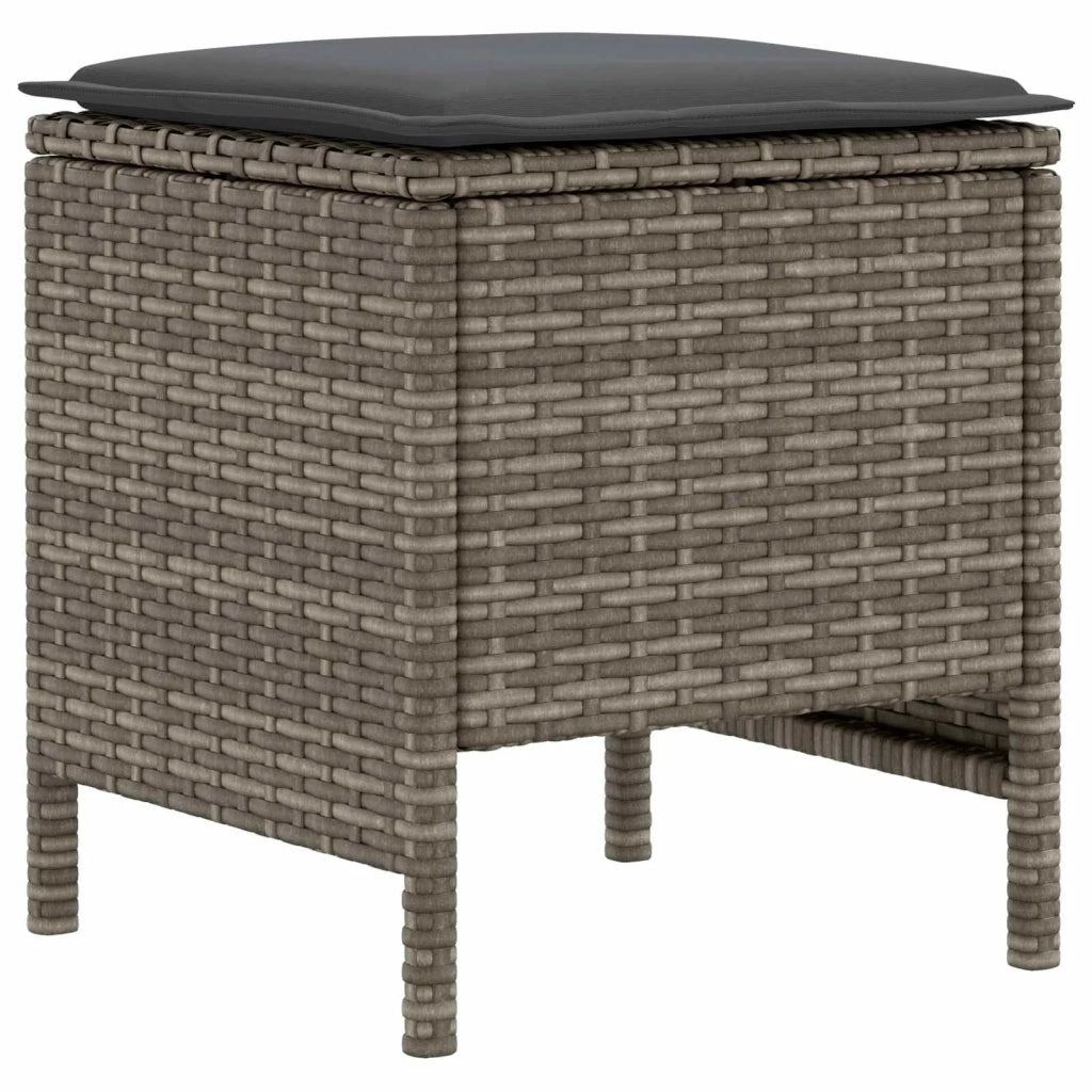 2 pz Poggiapiedi da Giardino Rattan in PE Grigio e Grigio Scuro 42025385