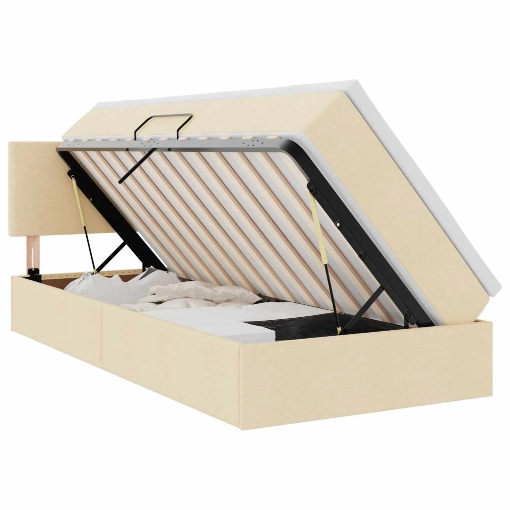 Letto con contenitore e materasso Crema 90 x 200 cm