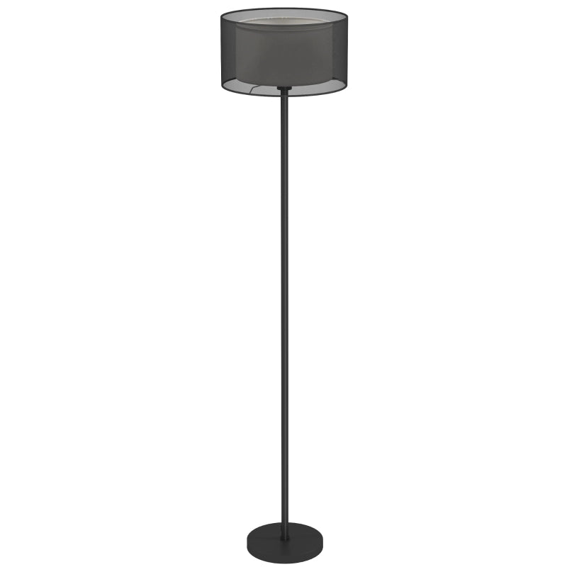 Lampada da terra con attacco E27, paralume in tessuto bicolore, lampada da terra con interruttore a pedale, adatta per soggiorno o camera da letto,