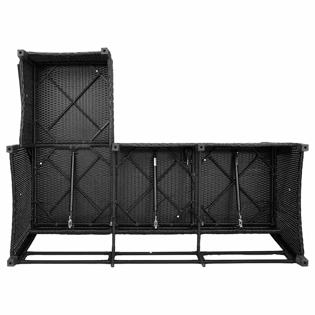 Set Divani da Giardino 3 pz con Cuscini Forma L Polyrattan Nero 3328638