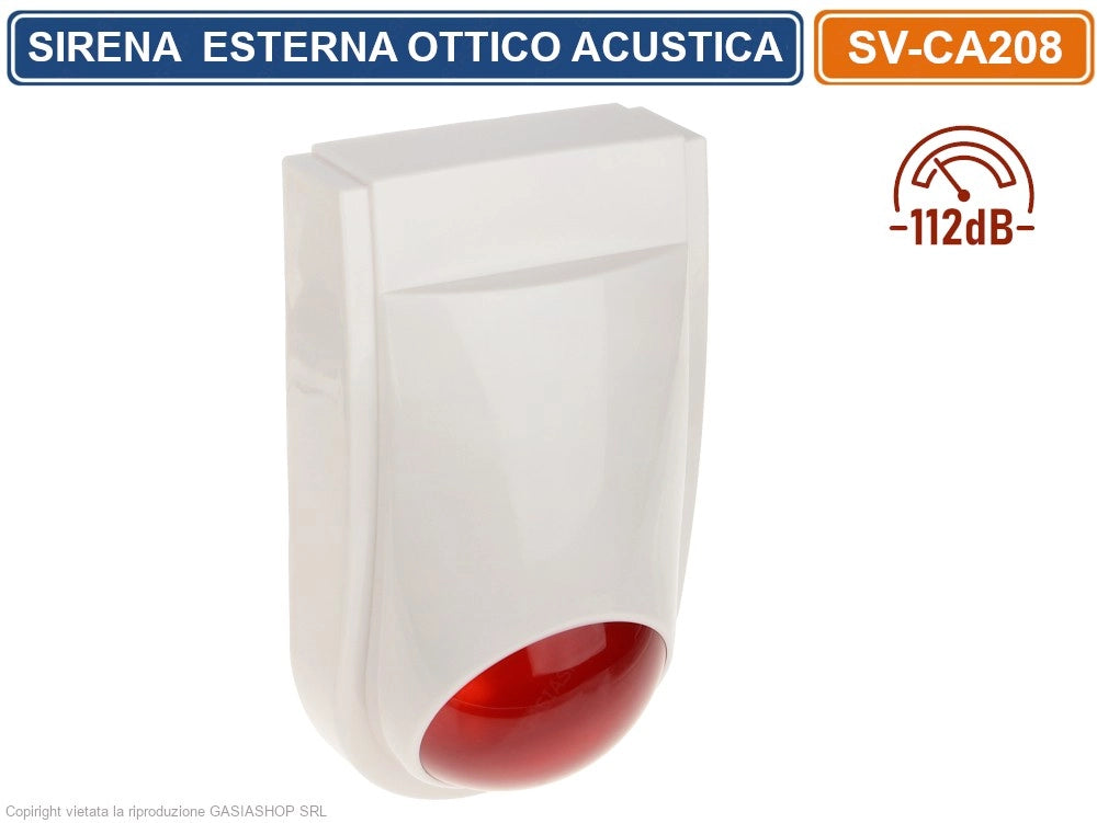 SIRENA SEGNALATORE ALLARME OTTICO ACUSTICO PIEZOLETTRICO 12DB ESTERNO