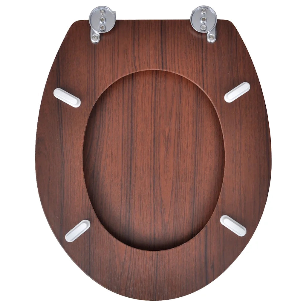 Sedile WC MDF con Coperchio Design Semplice Marrone 140803
